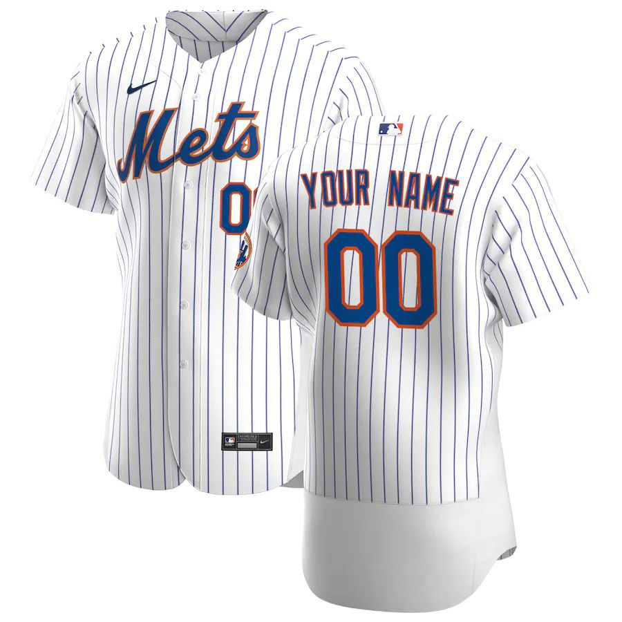 Cheap Mens New York Mets Nike White Home Authentic Custom MLB Jerseys